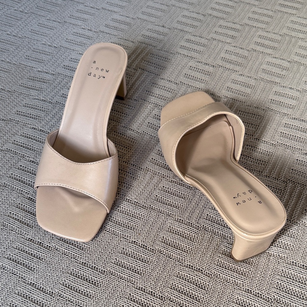 A New Day Women's Beige Heeled Mules - Picture 7 of 8